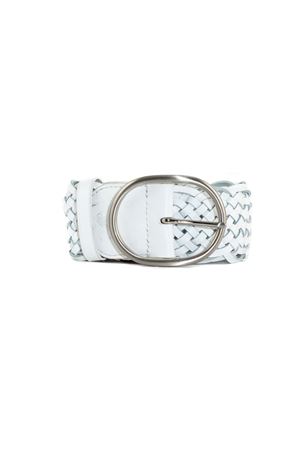 4+4 oval buckle woven leather belt DRAGON DIFFUSION | 6060DGS5MATWHITE